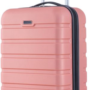 Compact suitcase on wheels pink